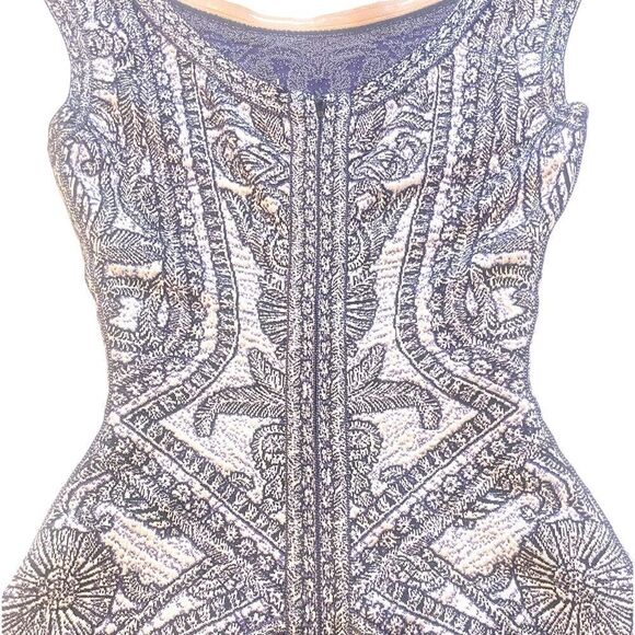 Herve Leger Blue/Violet Staci Floral Jacquard BodyCon Dress |Size: Small| - Picture 10 of 13